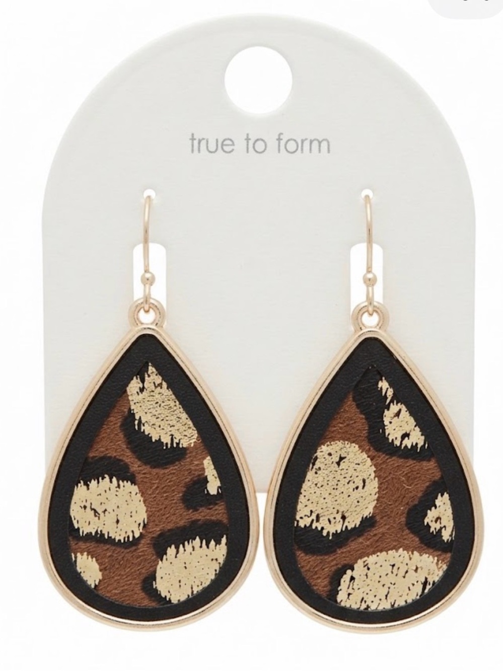 NWT ⚜️🤎⚜️ True to Form Golden Toned Leopard Teardrop Earrings